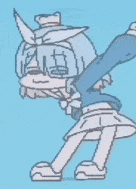 a pixel art drawing of a girl with her arms in the air