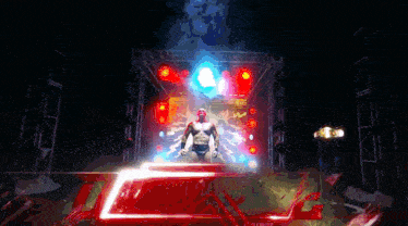 a man is standing in front of a sign that says out