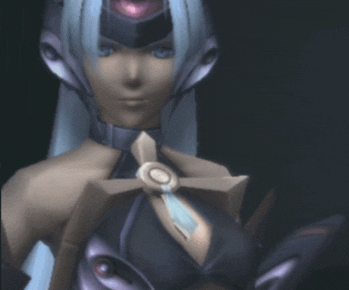 a close up of a video game character 's face and neck