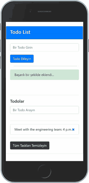 a cell phone displays a todo list app