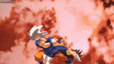 a pixel art of a man fighting another man in a video game .
