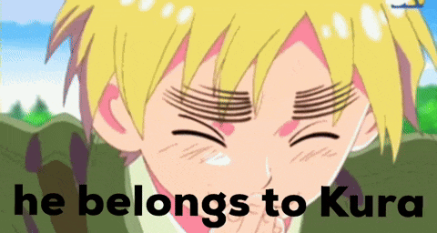 a cartoon of a boy with the words he belongs to kura on the bottom