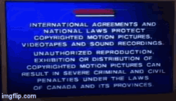 a blue screen says international agreements and national laws protect copyrighted motion pictures