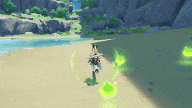 a person in a video game with a sword and shield