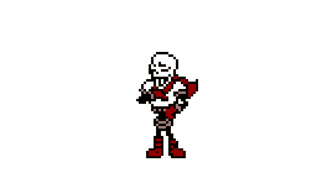 a pixel art drawing of papyrus from undertale in a red and yellow outfit .