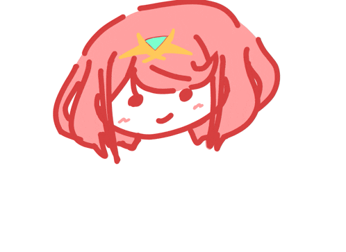 a drawing of a girl with pink hair and a green star on her head