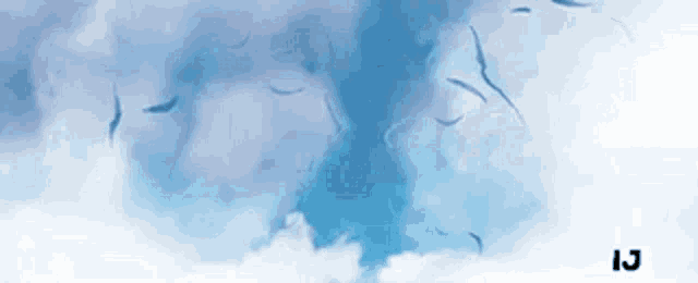 a painting of a tornado in the sky with the letters ij on the bottom right