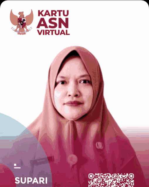 a woman in a hijab is on a card with kartu asn virtual