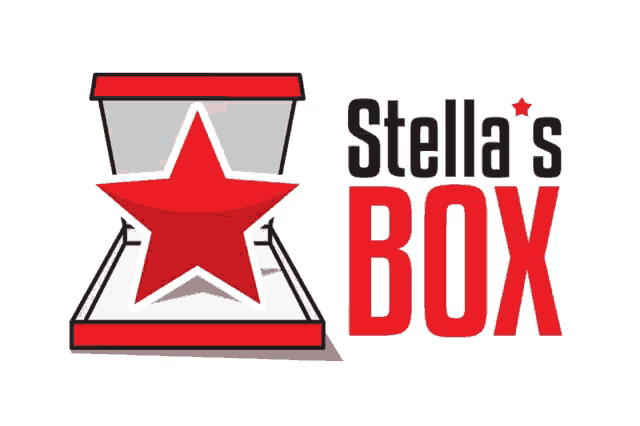stella 's box logo with a red star on it