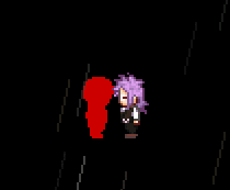 a pixel art drawing of a person covered in red blood