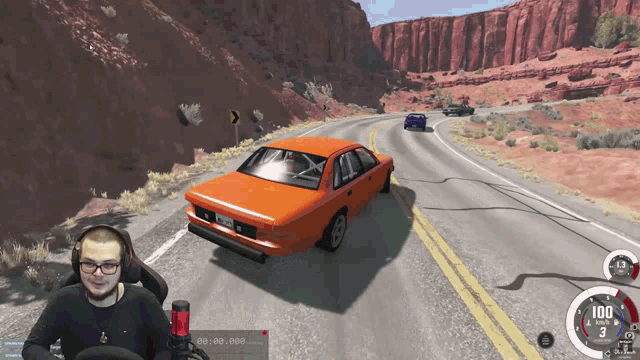 a man is playing a video game with a car that has a license plate that says ' nc ' on it