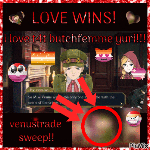 a poster that says love wins i love t4t butchfemme yuri and venustrade sweep