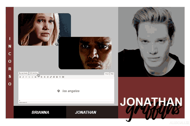 a poster for jonathan griffins with a woman and a man
