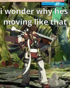a video game character is holding a sword and shield and wondering why he is moving like that .