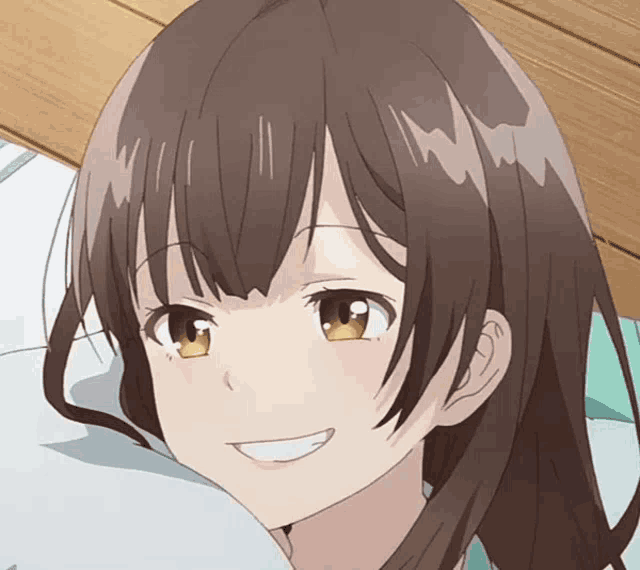 a close up of a anime girl with brown eyes