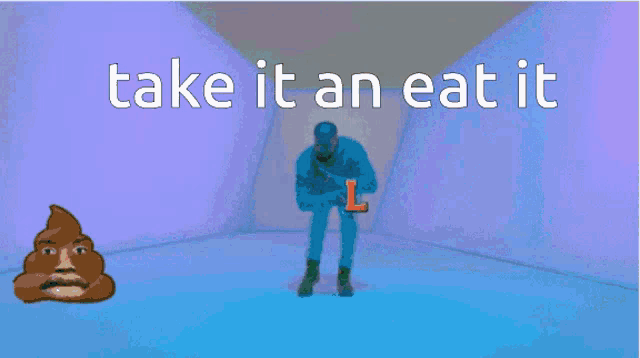a pixelated image with the words take it an eat it written on it