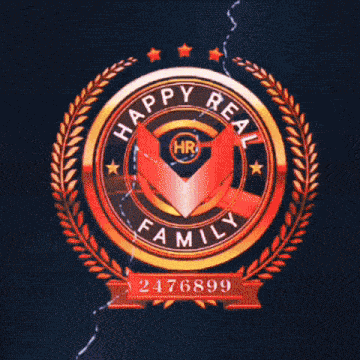 a happy real family logo with a fire circle