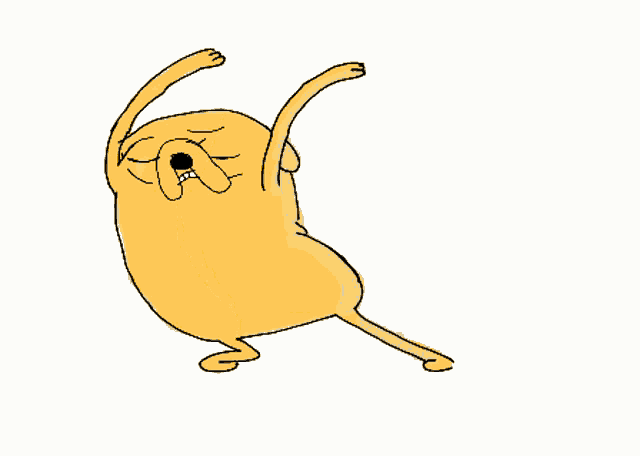 a drawing of a yellow cartoon character with long arms and legs