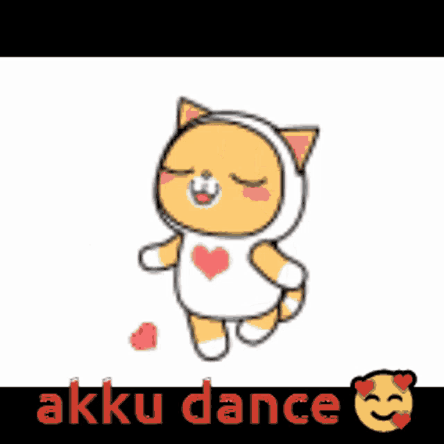 a cartoon cat wearing a heart shaped shirt is dancing