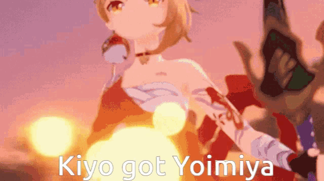 a picture of a girl with the words kiyo got yoimiya