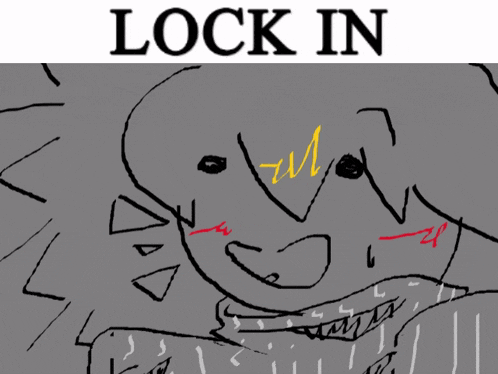 a drawing of a person with the words lock in below it