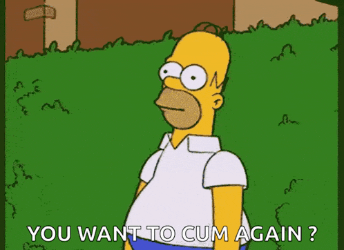 a cartoon of homer simpson asking if he wants to cum