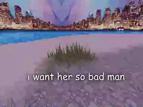 a computer generated image of a beach with the words i want her so bad man below it