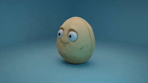 a cartoon character with big eyes and a smile on its face