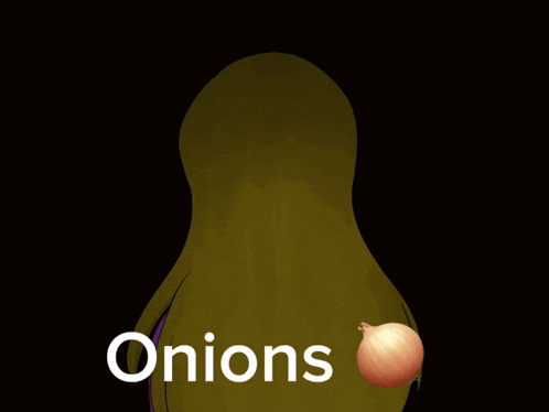 a cartoon of a girl holding an onion with the word onions written below her
