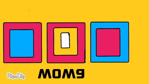 a cartoon drawing of three squares on a green background with the words flippa comp in the lower right corner .