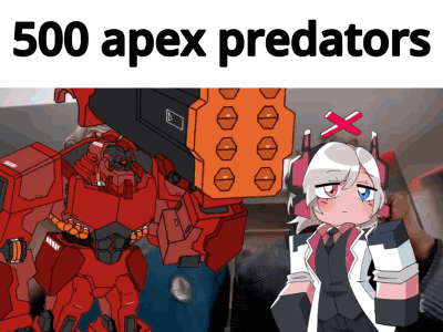 a cartoon of a girl and a robot with the words 500 apex predators above them