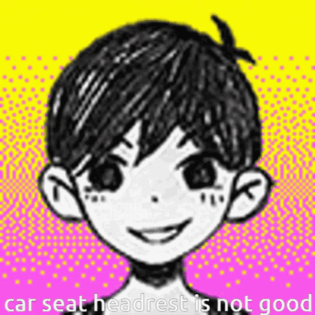 a drawing of a boy with the words `` car seat headrest is not good '' written below it .