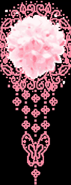 a pixel art drawing of a flower with a black background