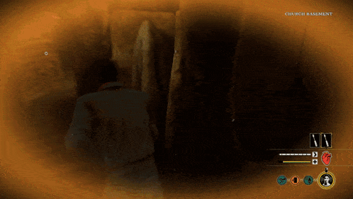 a screenshot of a video game that says church basement on it