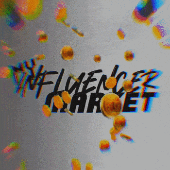 a poster that says influencer target with coins falling around it