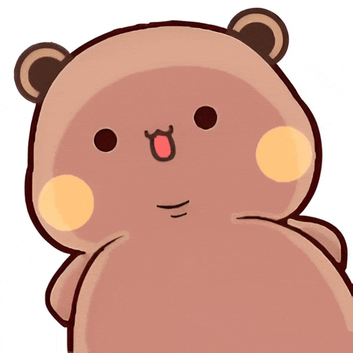 a cartoon drawing of a brown teddy bear with a smiley face