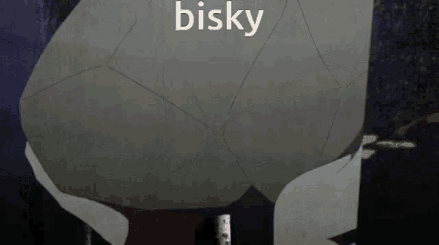 a picture of a person with the word bisky written on it