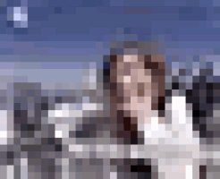 a blurry picture of a woman with red lips