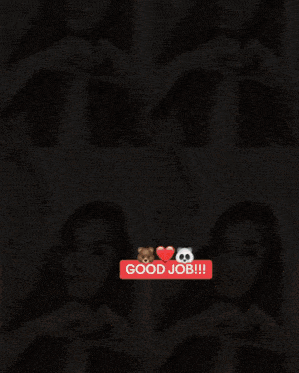 a woman with glasses is giving a thumbs up with a good job sticker behind her