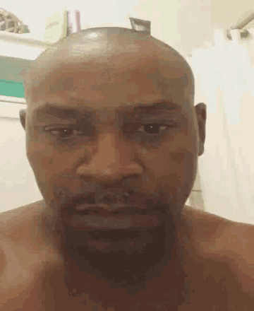 a man with a beard and a bald head is looking at the camera .