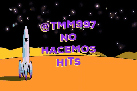 a cartoon of a rocket with the words no hacemos hits