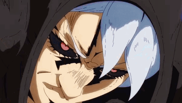 a close up of a cartoon character 's face with a hood on
