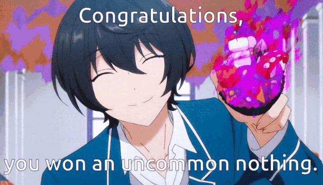 congratulations you won an uncommon nothing written on a picture