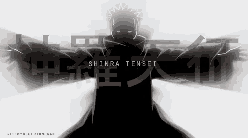 a poster of shinra tensei with chinese characters