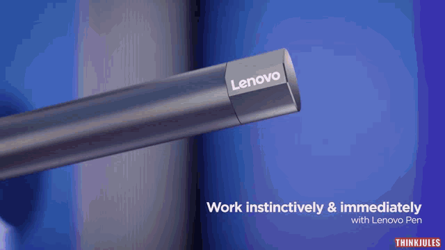 an advertisement for a lenovo pen that says work instinctively & immediately