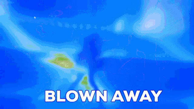a blue background with blown away written in white letters