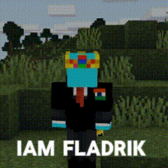 a minecraft character is wearing a suit and tie and says iam fladrik on the bottom