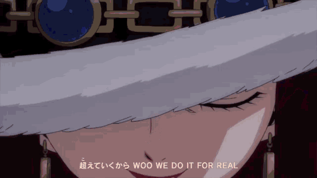 a close up of a woman 's face with the words woo we do it for real