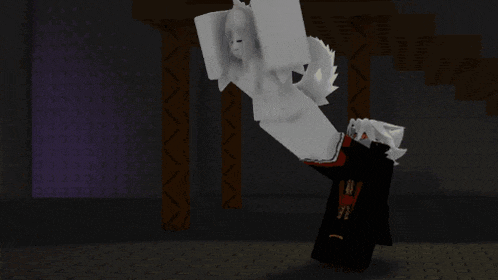 a cartoon character holding a white object with the letter b on it