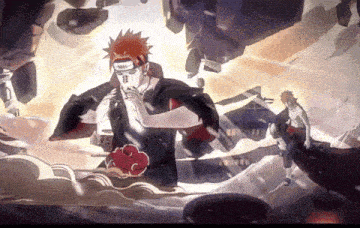 a cartoon character with a red cloud on his head has the word pain on his face